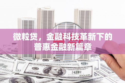 五桂山微粒贷，金融科技革新下的普惠金融新篇章
