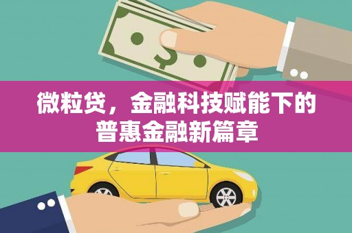 五桂山微粒贷，金融科技赋能下的普惠金融新篇章