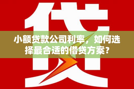 五桂山小额贷款公司利率，如何选择最合适的借贷方案？