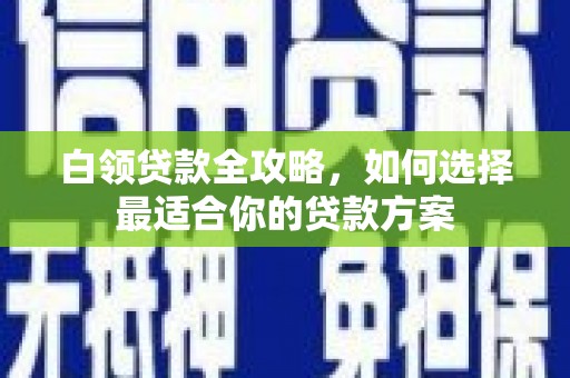 五桂山白领贷款全攻略，如何选择最适合你的贷款方案